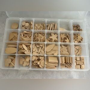 Assorted Wooden Craft Shapes Plus Case